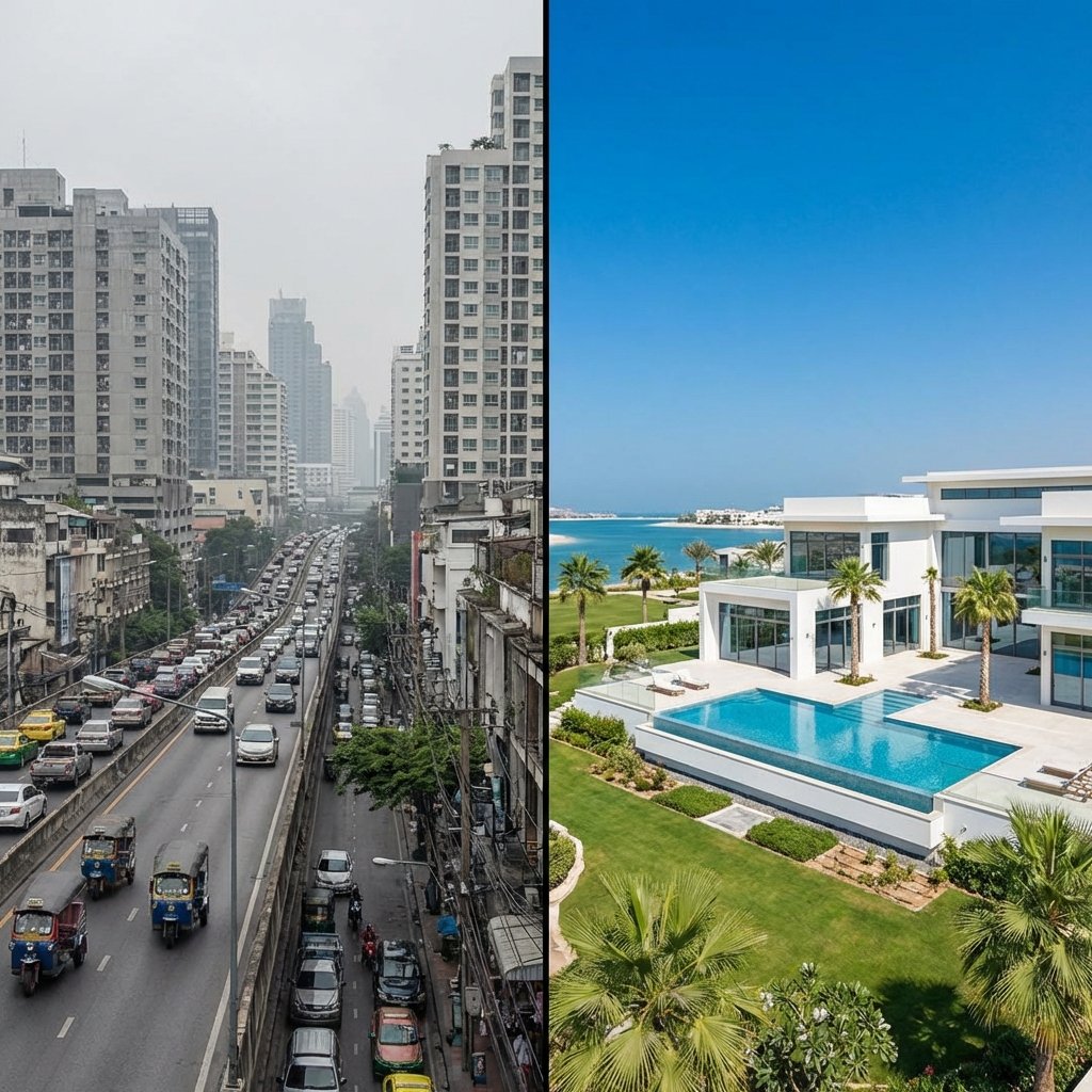 Dubai and Tokyo Contrast